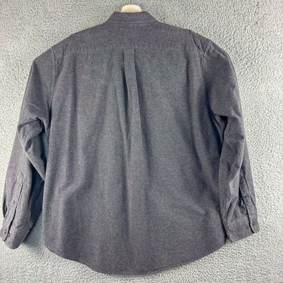 Lands End Flannel Shirt Mens XL Gray Chamois Casual Outdoor Camping Fishing - Picture 7 of 12
